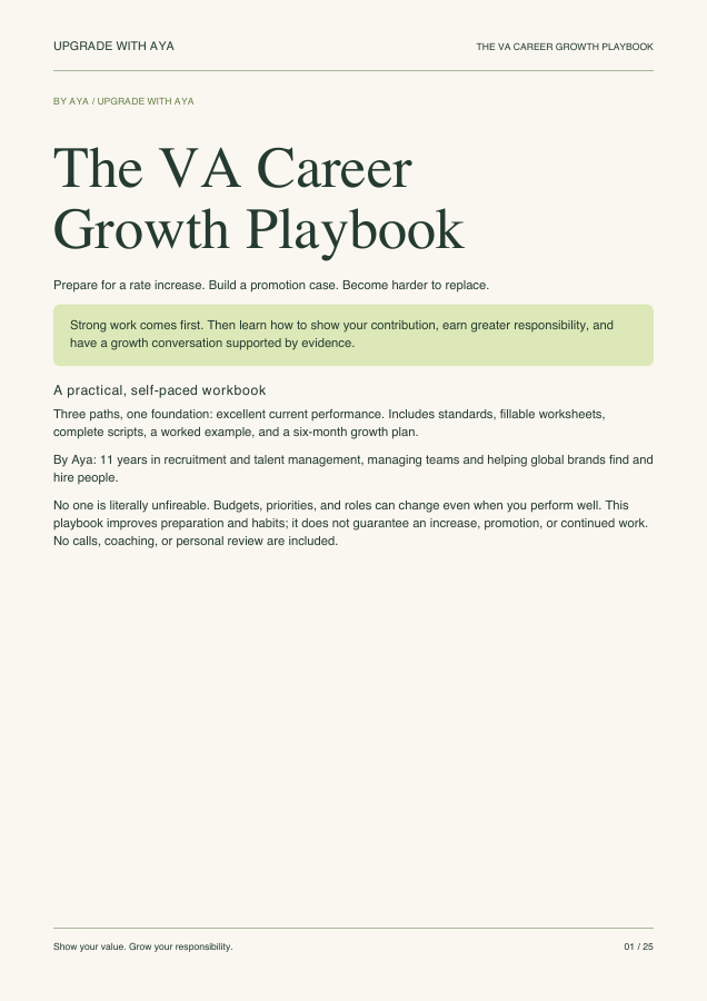 The VA Career Growth Playbook PDF cover